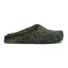 Marni Long Hair Calfskin Fussbett Sabot Blue Sodalite Slippers In Green