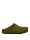 Marni Long Hair Calfskin Fussbett Sabot In Green