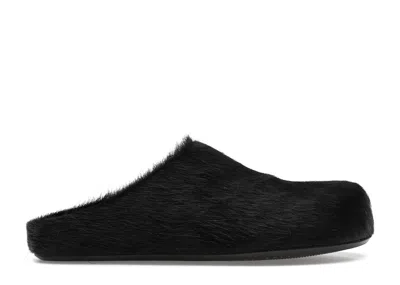Pre-owned Marni Long Hair Calfskin Fussbett Sabot Mule (women's) Sneakers In Black
