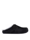 Marni Faux Fur Round Toe Sandals In Negro