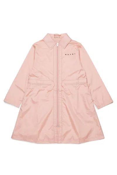 Marni Kids' Long Jacket With Printed Logo In Pink