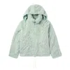 Marni Long Pile Shaggy Faux Fur Hooded Jacket Blue In Green