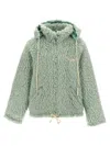 Marni Long Pile Shaggy Faux Fur Hooded Jacket Blue In Linden