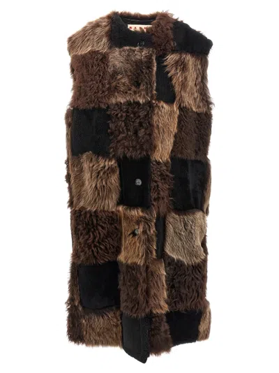Marni Long Shearling Vest Gilet Brown