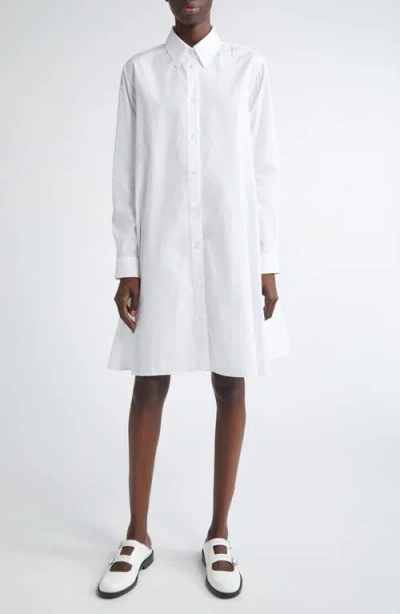 Marni Long Sleeve Cotton Poplin Shirtdress In Lily/white