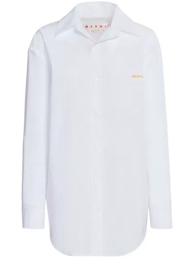 Marni Long-sleeve Cotton Shirt In White