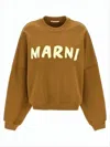 Marni Long-sleeve Cotton Sweatshirt With Brushstroke Detail In Brown