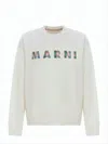Marni Long Sleeve Cotton Sweatshirt With Geometric Logo In White