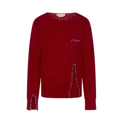 Pre-owned Marni Long-sleeve Crewneck Sweater 'chilli' | Red | Men's Size 54