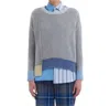 Marni Long Sleeve Crewneck Sweater In Sodium Grey In Multi