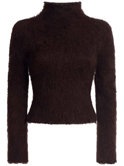 Marni Long-sleeve Knitted Top In Brown/multi