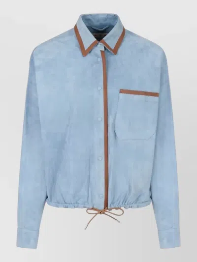 Marni Long Sleeve Shirt Chest Pocket Contrast Trim In Blue