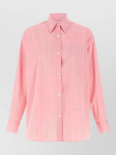 Marni Long Sleeve Shirt Chest Pocket Stripes In Pink