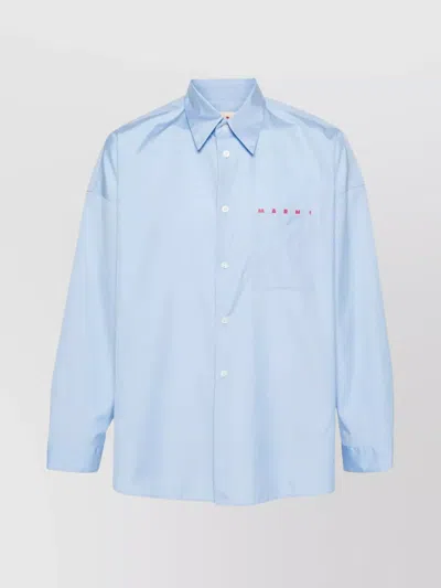 Marni Long Sleeve Shirt Drop-shoulder Design In Blue
