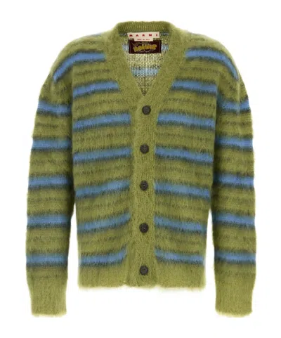 MARNI STRIPED MOHAIR CARDIGAN