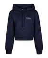 Marni Cropped Hoodie In Deep Navy With Distinctive Patch