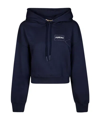 MARNI MARNI LOGO EMBROIDERED HOODIE