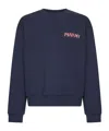 Marni Boxy Navy Blue Cropped Sweater With Bold Logo Patch In Blue
