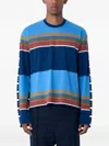 Marni Men Striped Logo Motif T-shirt In Blue