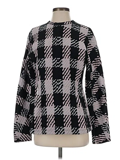 Pre-owned Marni Long Sleeve Top Black Houndstooth Pattern Mock Neckline Tops