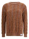 Marni Long-sleeved Cable-knit Sweater In Brown