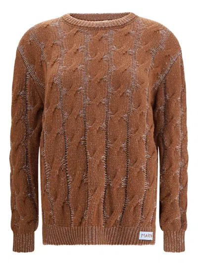 MARNI LONG-SLEEVED CABLE-KNIT SWEATER