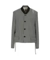 Marni Checked Straight Fit Cropped Wool Jacket In Gray