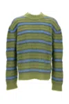 Marni Mens Acid Fuzzy Wuzzy Striped Wool-blend Jumper In Green