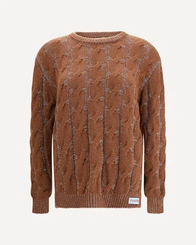 Marni Long-sleeved Crewneck Sweater In Brown