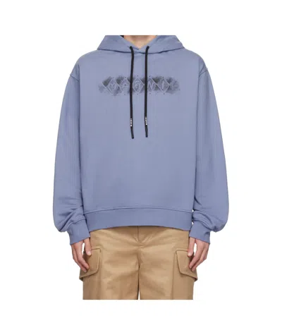 Marni Blue Argyle Logo Hoodie In Mab36 Shadow