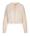 Marni Long-sleeved Knitted Cardigan In Neutral