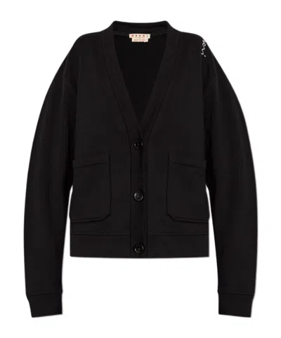 MARNI MARNI LOGO EMBROIDERED BUTTON-UP CARDIGAN