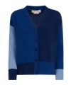 Marni Asymmetrical Length Cashmere Knit Cardigan In Blue