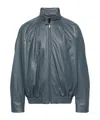 Marni Zip-up Leather Bomber Jacket In Gray