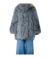 Marni Long Sleeved Shearling Short Jacket In Blue