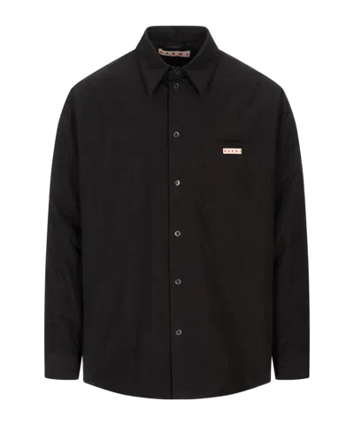 Marni Pocketed Cotton Shirt In Black