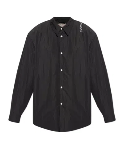 MARNI MARNI LOGO EMBROIDERED BUTTONED SHIRT
