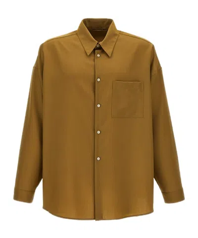 Marni Buttoned Virgin Wool Shirt In Brown