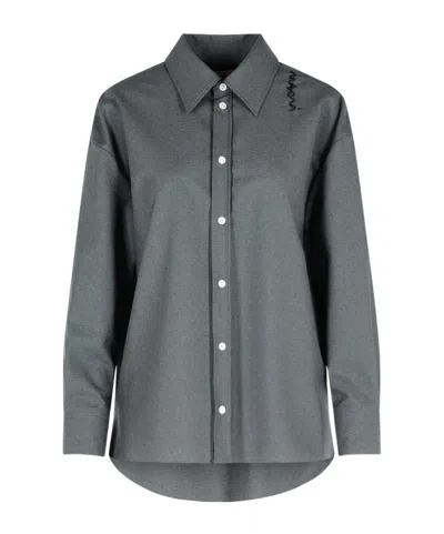 Marni Long-sleeved Wool Shirt In Grey