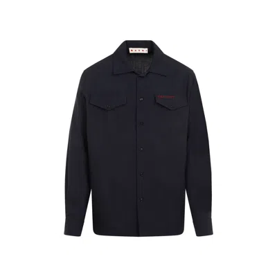 Marni Long-sleeved Shirt Relaxed Fit In Blue