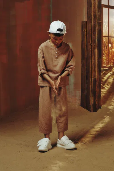 Marni Kids' Long-sleeved Shirt With Heart Embroidery In Brown