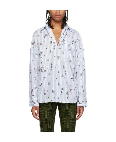 Marni Long-sleeved Striped Shirt In White