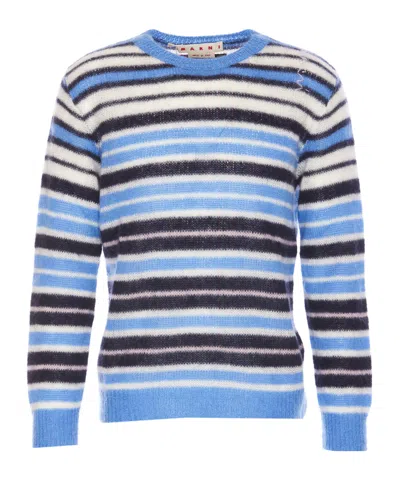 Marni Long-sleeved Striped Sweater In Bluelilac