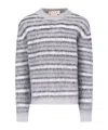 Marni Gray Fuzzy Wuzzy Striped Sweater In Gray
