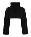 Marni Cropped Wool Turtleneck Sweater In Black