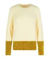 Marni Relaxed Fit Roundneck Knit Sweater With Ribbed Texture In Neutral