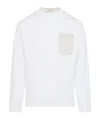 Marni Long-sleeved White Cotton T-shirt With Contrast Chest Pocket In White