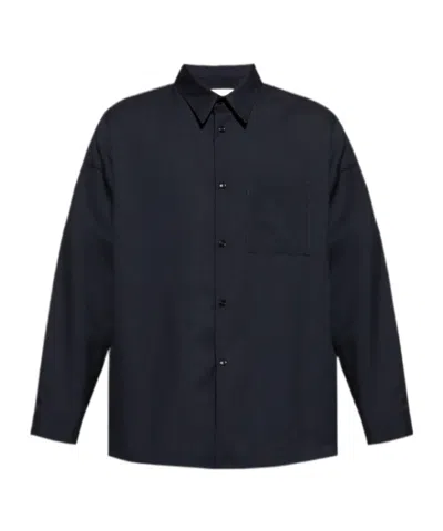 Marni Long-sleeved Wool Shirt In Blue