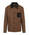 Marni Double Splittable Wool Felt Workwear Jacket In Brown