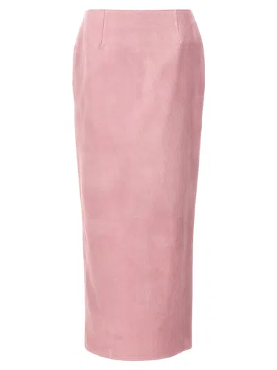 Marni Long Suede Skirt In Pink